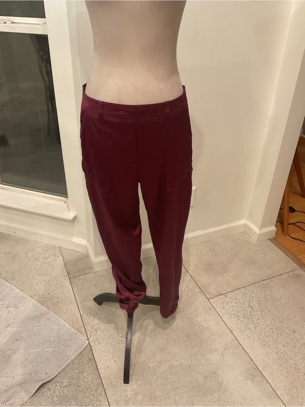 Trina Turk Burgundy Straight-Leg Pull-On Pants